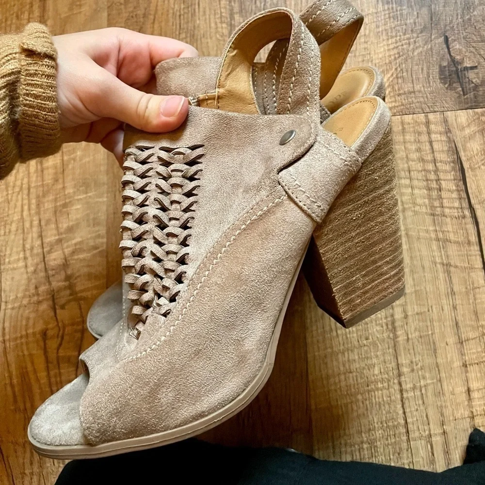 Altar’d State Tan Peep Toe Booties